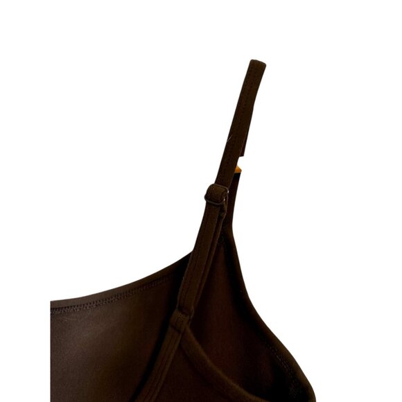 Wilfred Free Aritzia Brown Divinity Romper Bodysuit – Spaghetti Strap Unitard On - Picture 7 of 10